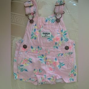 Baby Girl - Oshkosh B’Gosh Pink Floral Overalls - Size 3 Months - Like New!